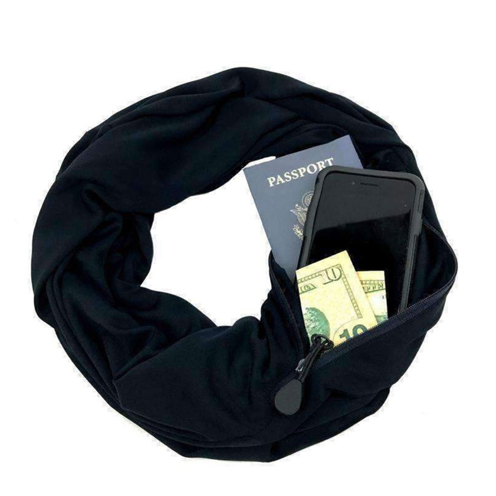 Image of Unisex Infinity Schal Schlauchschal mit verstecktem Reissverschluss - Schwarz bei Apfelkiste.ch
