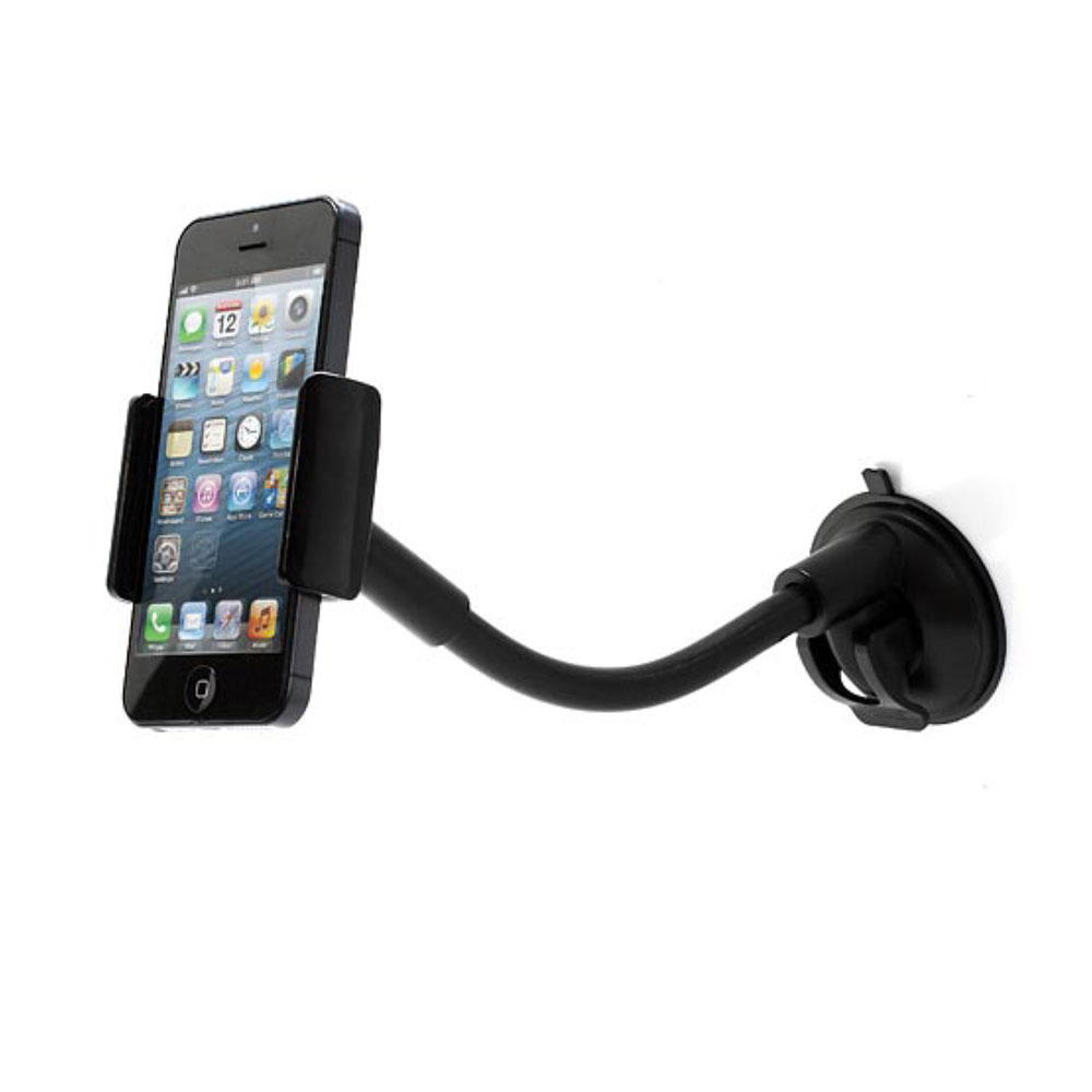 Universal Auto KFZ Halterung mit Saugnapf + Schwanenhals (3.5"-5.8") - Schwarz