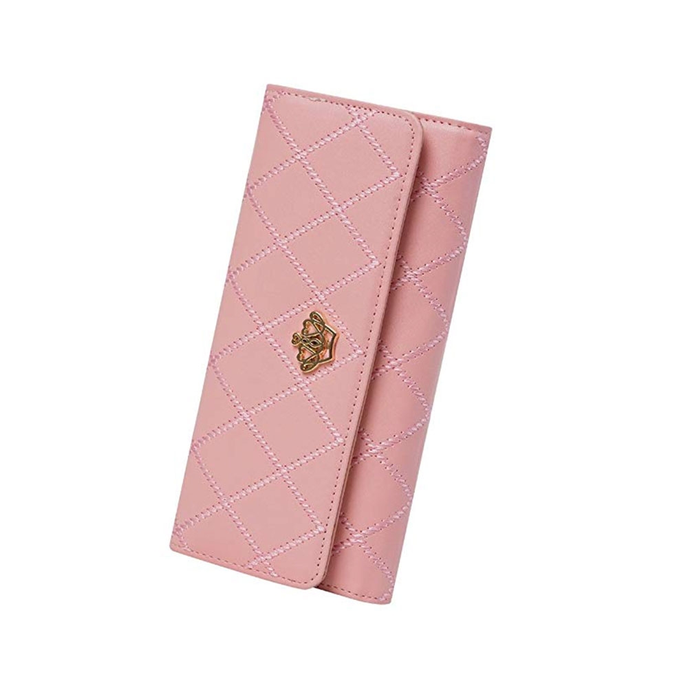 Universal Clutch Leder Tasche Geldbörse mit Kartenfächern + Knopfverschluss - Rosa