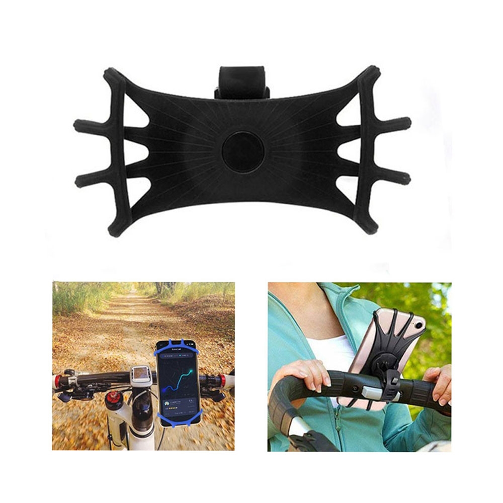 Universal Fahrrad Bike Velo Silikon Halterung 360° Drehbar Handy /  Smartphone (4- 6) - Schwarz