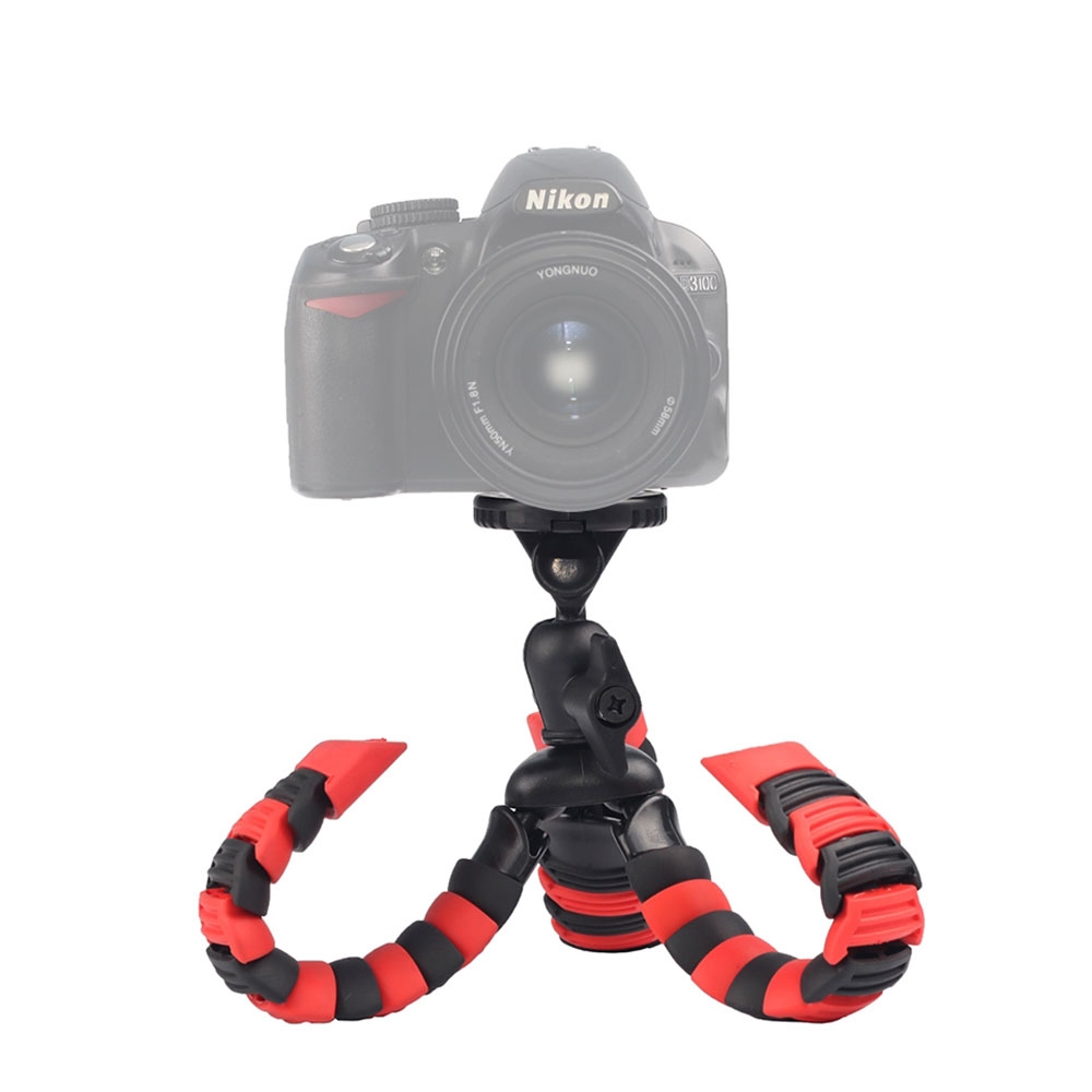 Universal Gorillapod Octopus Tripod Stativ Halterung Ständer mit Wasserwaage für GoPro / Kameras mit 1/4" Gewinde (29cm) - Schwarz / Rot