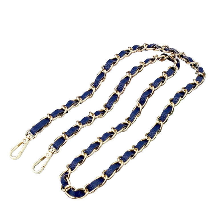 Image of Apfelkiste © - Universal Necklace Handykette Leder / Metall (120cm) Karabiner Verschluss - Blau / Gold bei Apfelkiste.ch