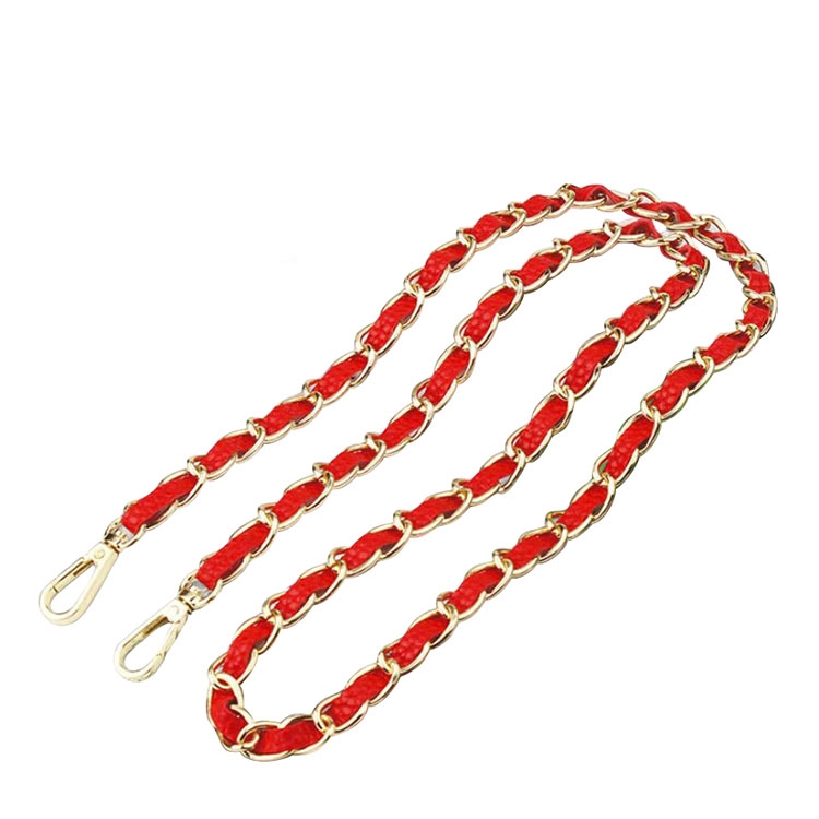 Image of Apfelkiste © - Universal Necklace Handykette Leder / Metall (120cm) Karabiner Verschluss - Rot / Gold bei Apfelkiste.ch