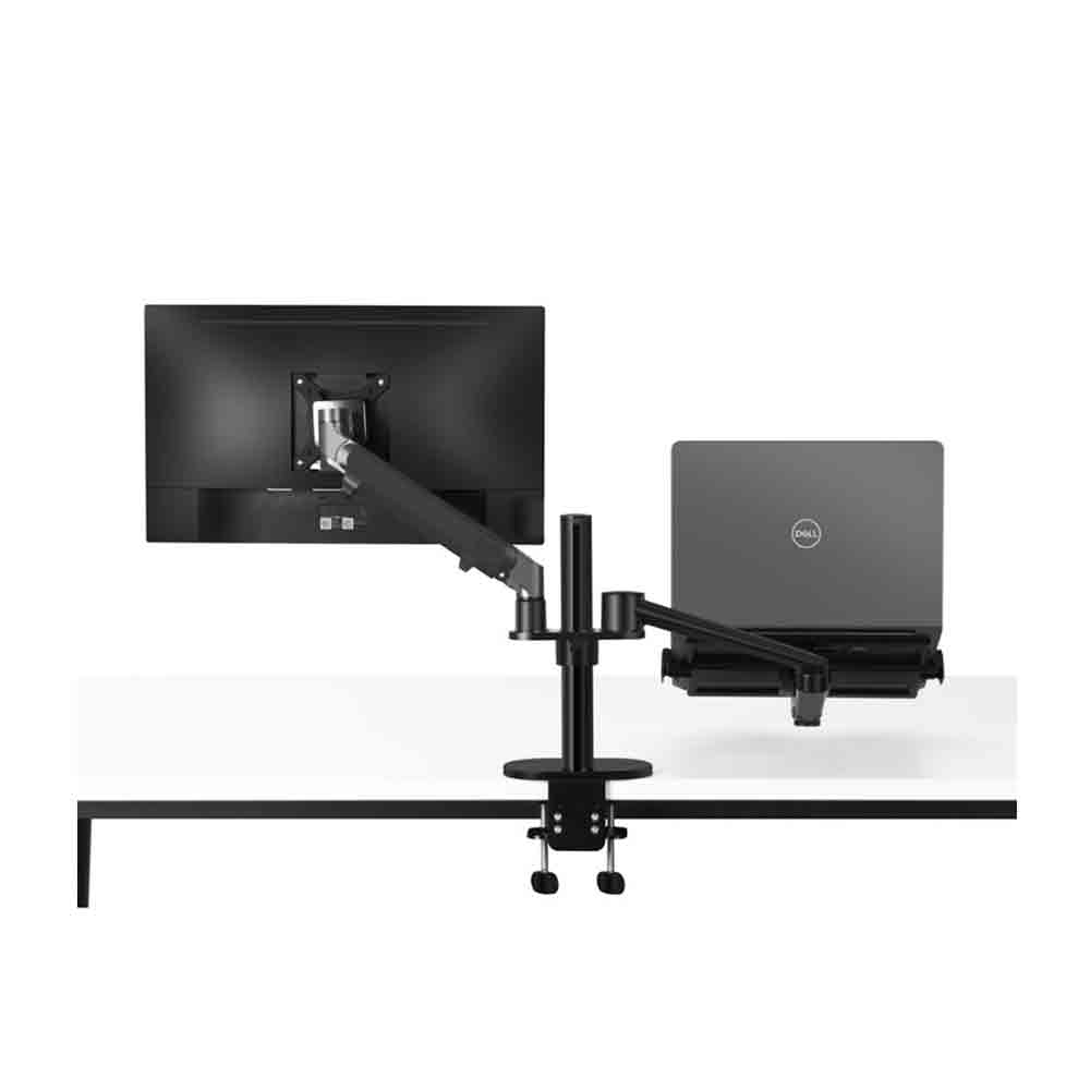 Image of Upergo - Dual Schwenkbare Aluminium Tischhalterung Für Laptop bis 17" & Monitor bis 27" - Schwarz bei Apfelkiste.ch