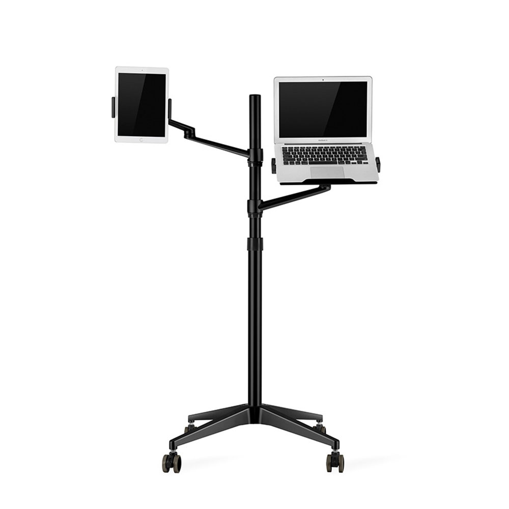 Image of Upergo - 360° Dual Schwenkbare Alu Stativ Halterung Bodenständer für Laptop und Smartphone / Tablet (4"-13") - Schwarz bei Apfelkiste.ch