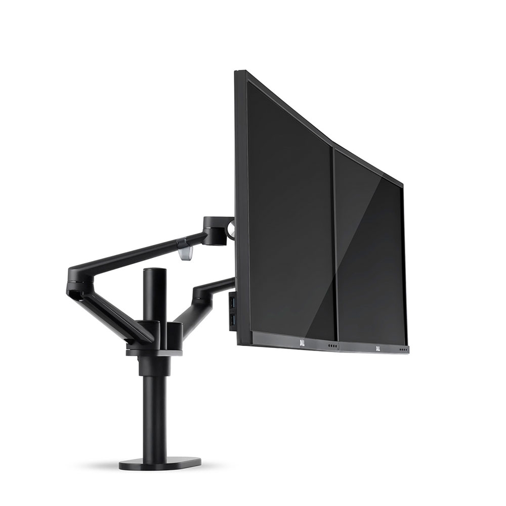 Image of Upergo - Dual Schwenkbare Aluminium Tischhalterung für 2 Monitore Arm bis 32" - Schwarz bei Apfelkiste.ch