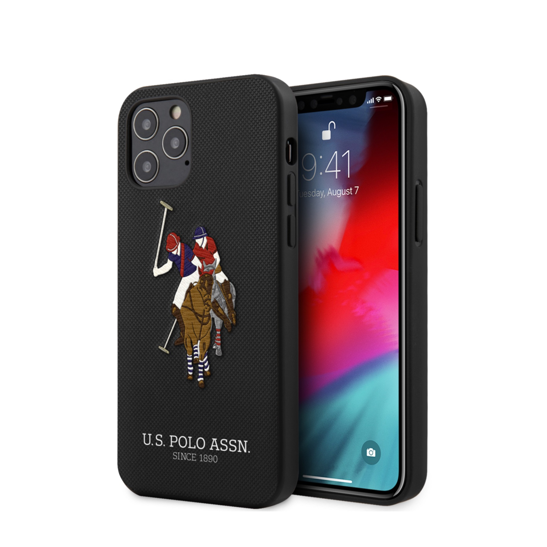 Image of U.S. Polo Assn. - iPhone 12 / iPhone 12 Pro Leder Hardcase Hülle Embroidery Collection (USHCP12MPUGFLBK) - Schwarz bei Apfelkiste.ch