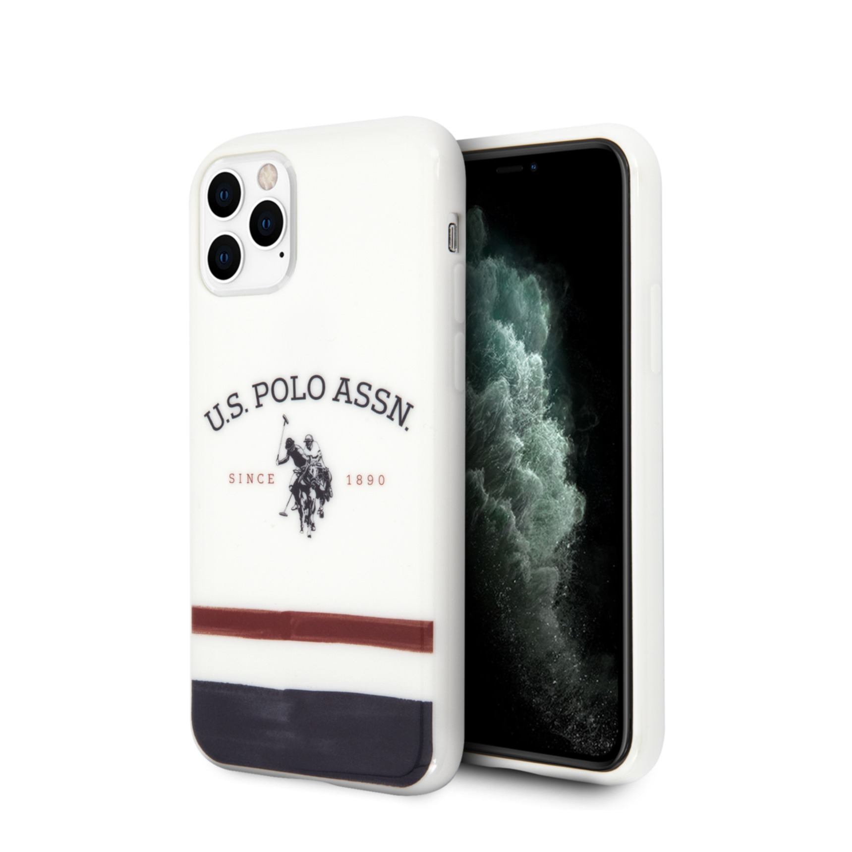 Image of U.S. Polo Assn. - iPhone 11 Pro Hardcase Hülle Tricolor Pattern (USHCN58PCSTRB) - Weiss bei Apfelkiste.ch
