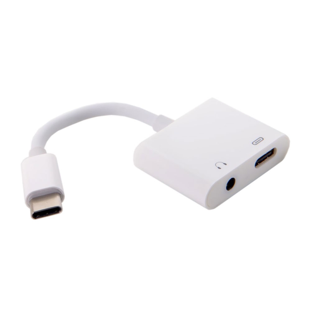Image of USB C auf 3.5 mm Audio Musik Kopfhörer Lade Adapter Splitter (11 cm) - Weiss bei Apfelkiste.ch