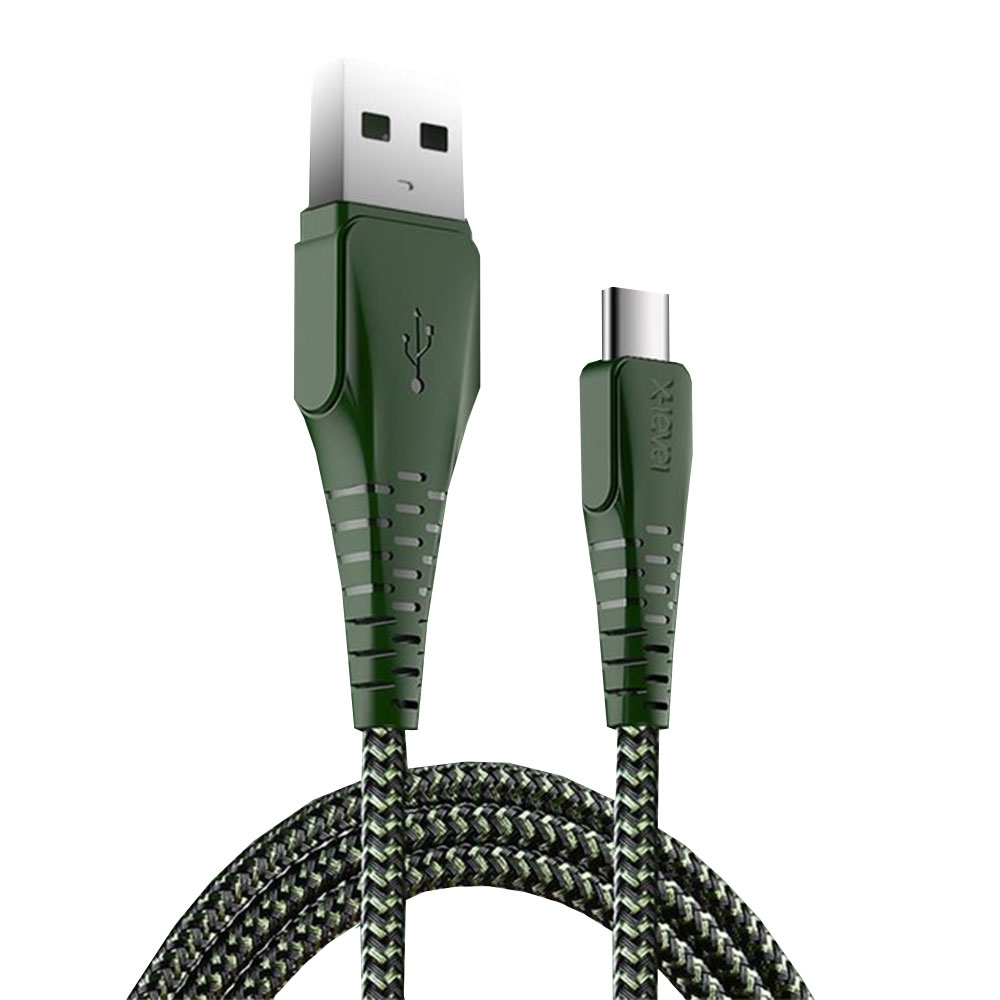 Image of (1.8m) Robustes USB auf USB C Ladekabel Datenkabel Nylon (2.1A) - Dunkelgrün bei Apfelkiste.ch