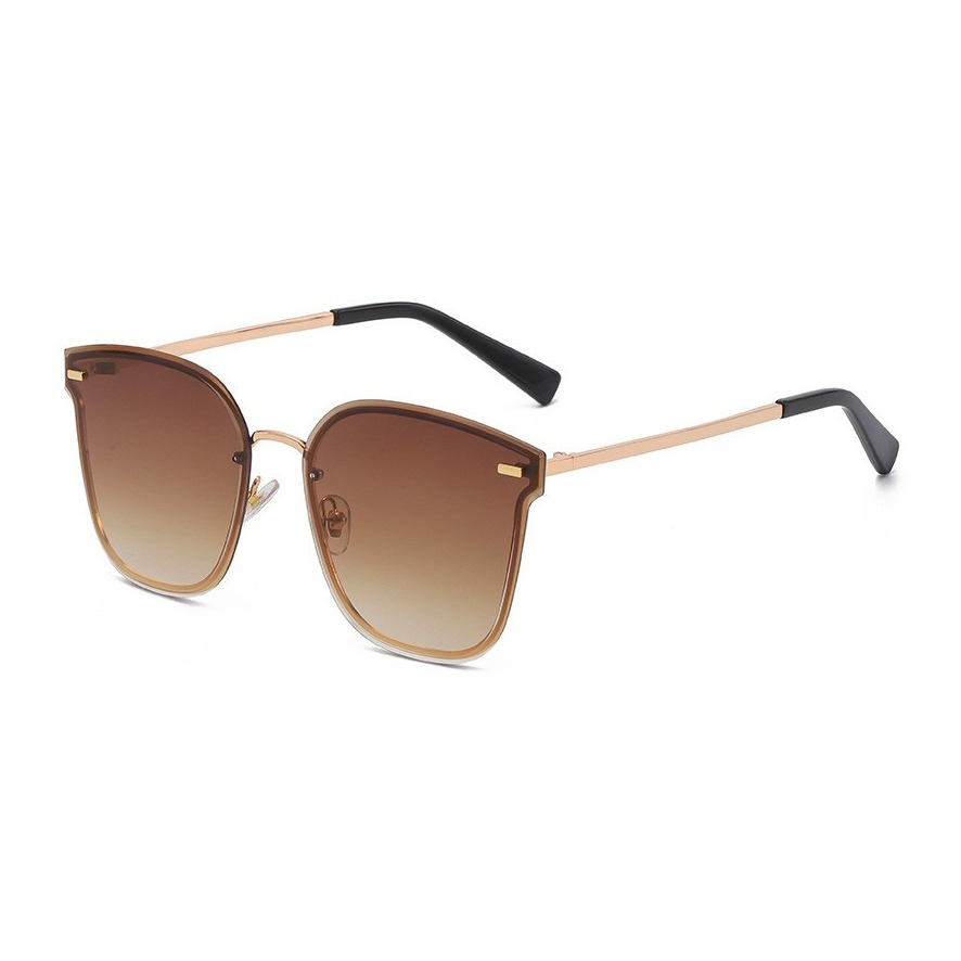 Image of UV400 Cat Eye Sonnenbrille ohne Rahmen Damen Katzenaugen Brille - Braun / Gold bei Apfelkiste.ch