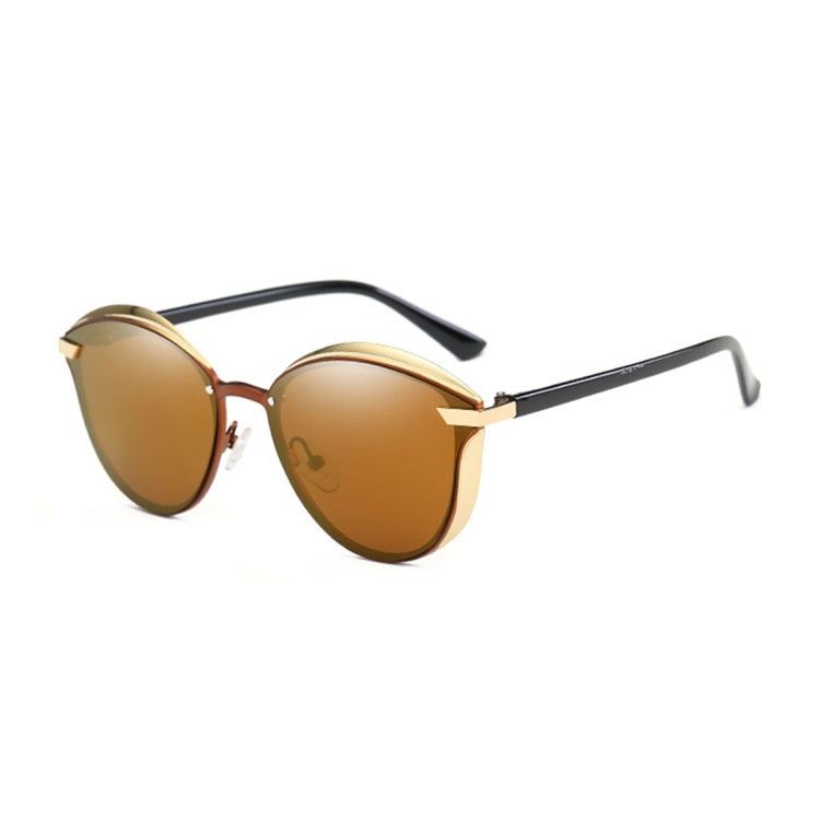 Image of UV400 Sonnenbrille Retro Katzenaugen für Frauen - Gold / Braun (Oval) bei Apfelkiste.ch
