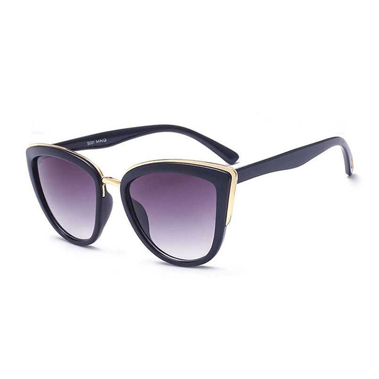 Image of UV400 Sonnenbrille Retro Katzenaugen für Frauen - Schwarz / Gold (Oval) bei Apfelkiste.ch