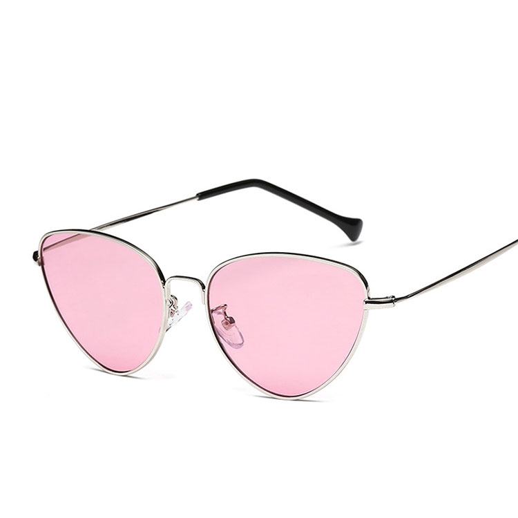 Image of UV400 Sonnenbrille Retro Katzenaugen für Frauen - Silber / Rosa (Oval) bei Apfelkiste.ch