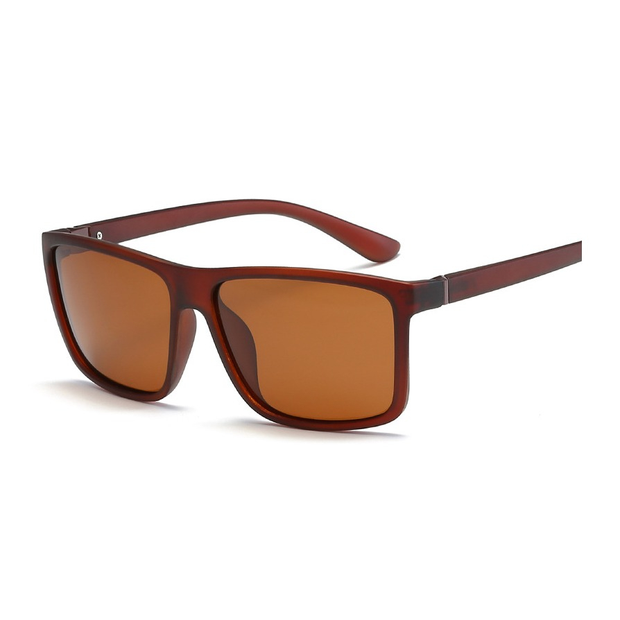 Image of UV400 Retro Sonnenbrille Polarisierte Unisex Brille - Braun (Eckig) bei Apfelkiste.ch