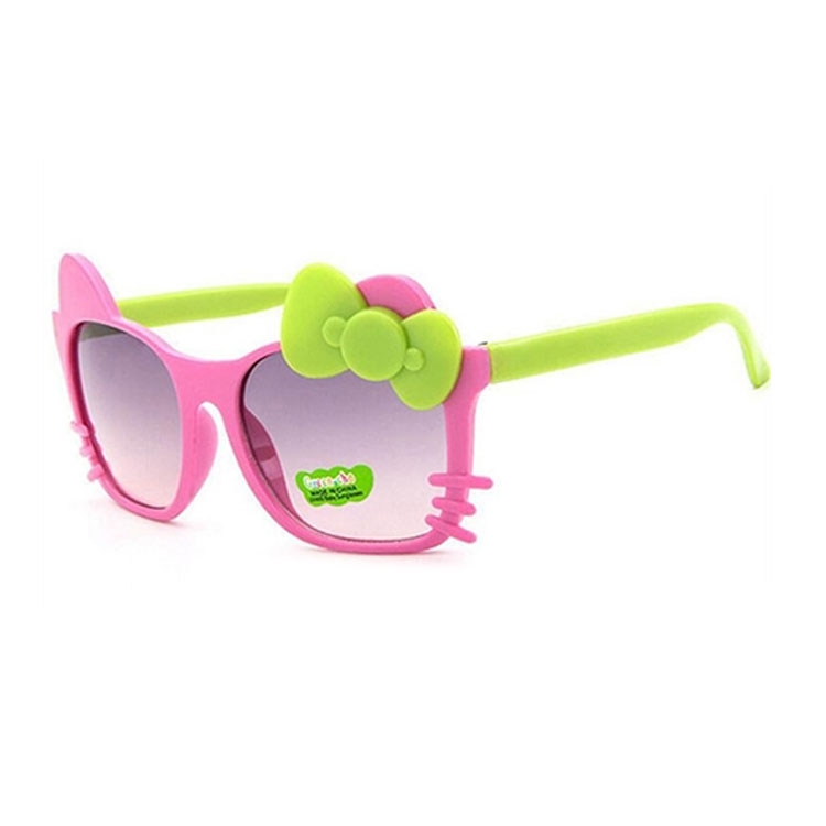 Image of UV400 Sonnenbrille Katze mit Schleife für Kinder - Rosa / Grün (Eckig) bei Apfelkiste.ch