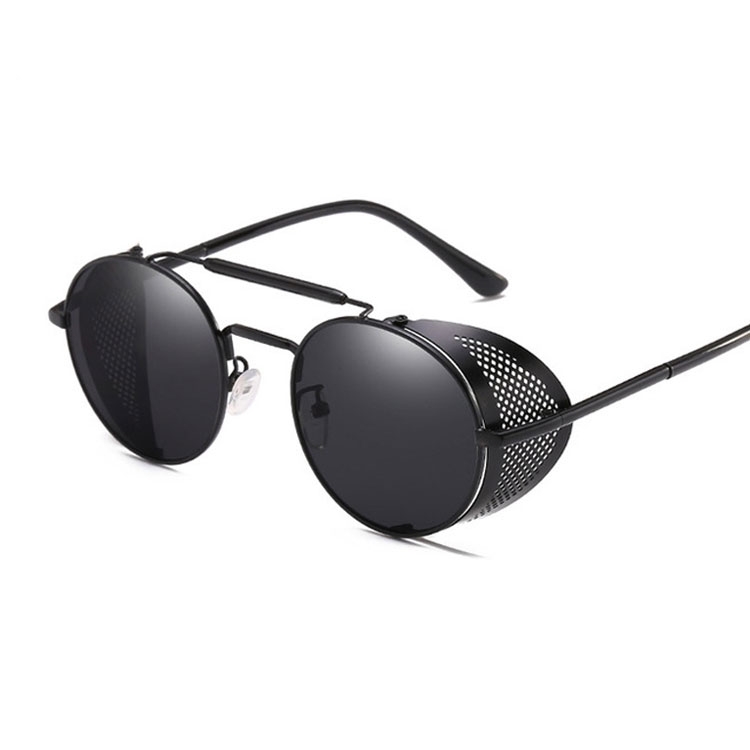 Image of UV400 Sonnenbrille Retro Steampunk für Männer / Frauen - Schwarz (Rund) bei Apfelkiste.ch