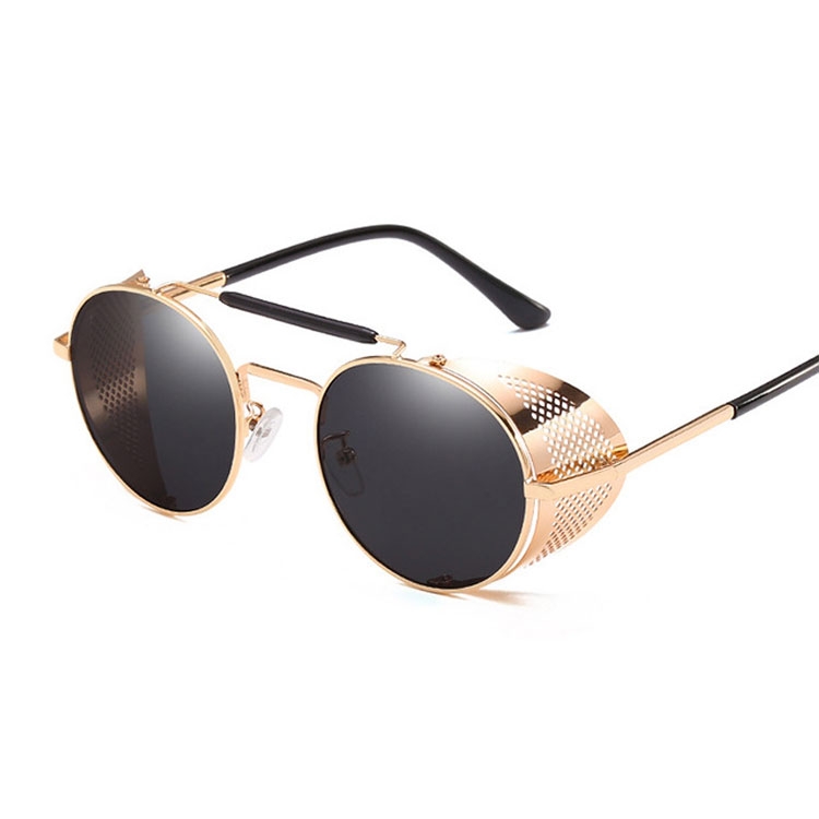 Image of UV400 Sonnenbrille Retro Steampunk für Männer / Frauen - Gold (Rund) bei Apfelkiste.ch