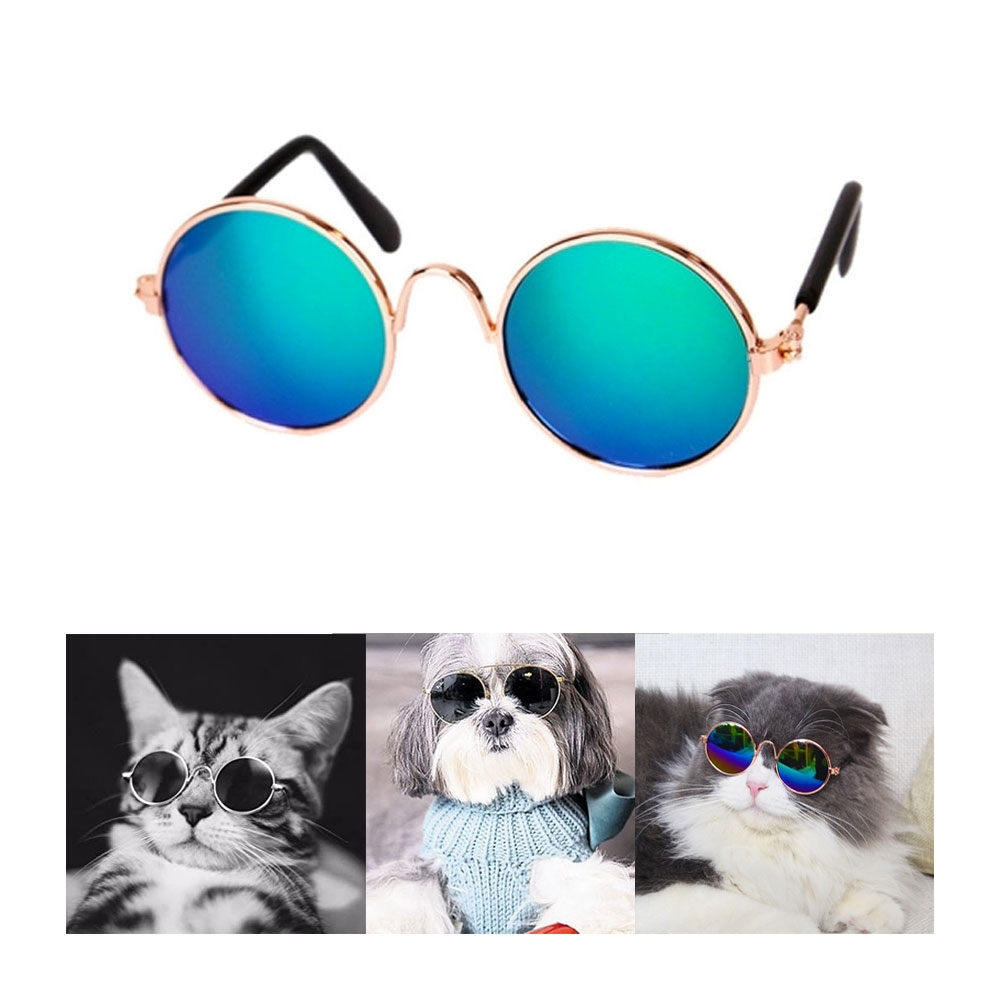 Image of UV400 Sonnenbrille Vintage Nickel für Hunde + Katzen - Roségold / Grün (Rund) bei Apfelkiste.ch