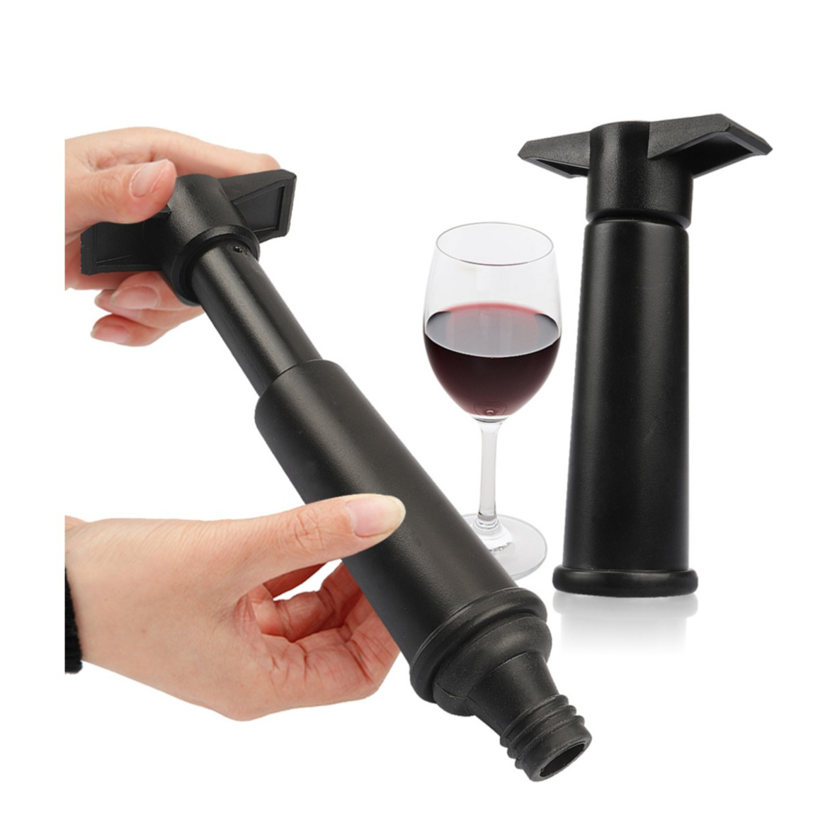 Vakuum Weinpumpe Flaschenverschluss Stopper Black