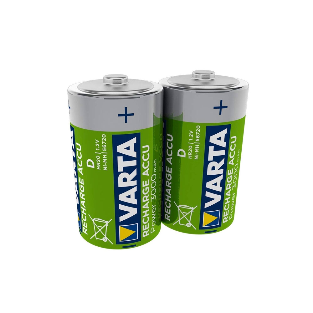 Image of Varta - 2er Pack Wiederaufladbare 1.2 Volt 3000mAh NiMH HR20 Akku Batterie D (Mono) bei Apfelkiste.ch
