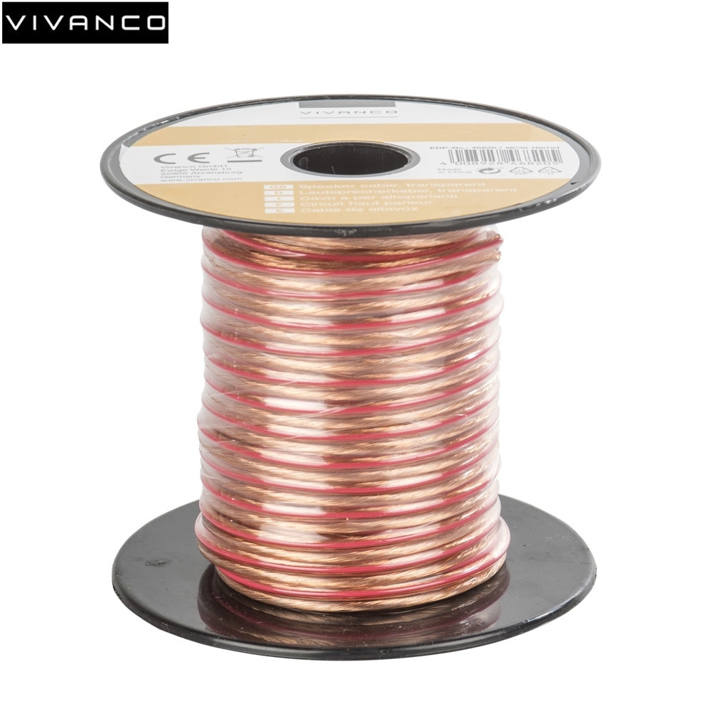 (20m) Lautsprecherkabel aus Kupfer für Boxen und Lautsprecher (2 x 0.75mm²) - Transparent