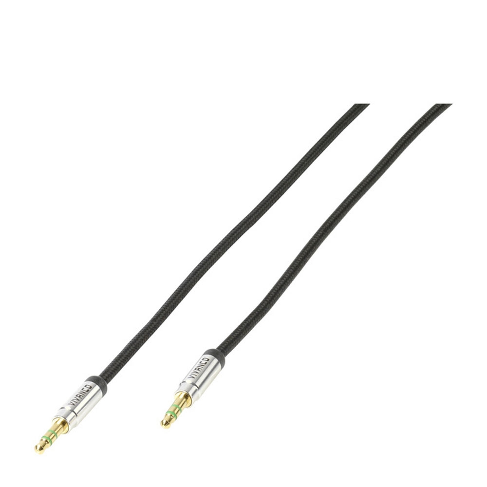 Image of Vivanco - (0.5m) Robustes 3.5mm Audio AUX Klinke Stecker Nylon Kabel mit vergoldeten Kontakten (38768) - Schwarz bei Apfelkiste.ch