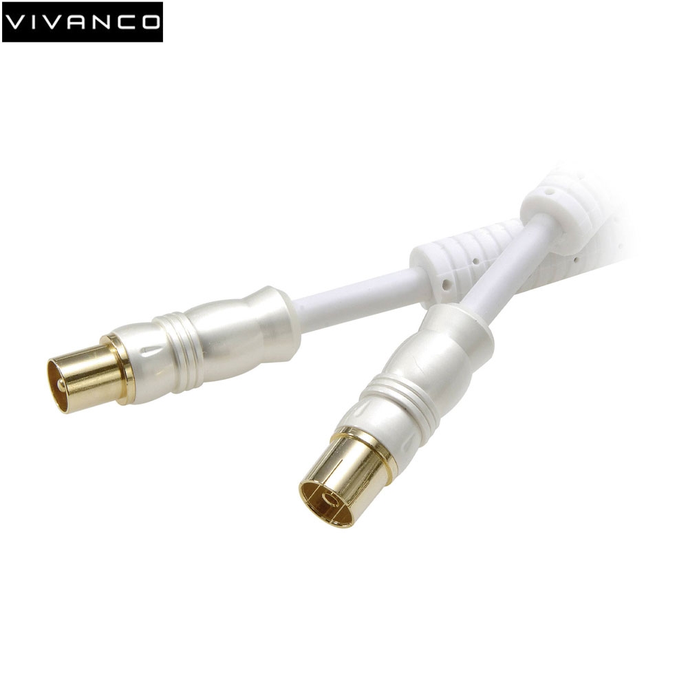 (10m) HDTV SAT Antennen Anschlusskabel Koaxialkabel Kabel 110dB (vergoldete Stecker) - Weiss