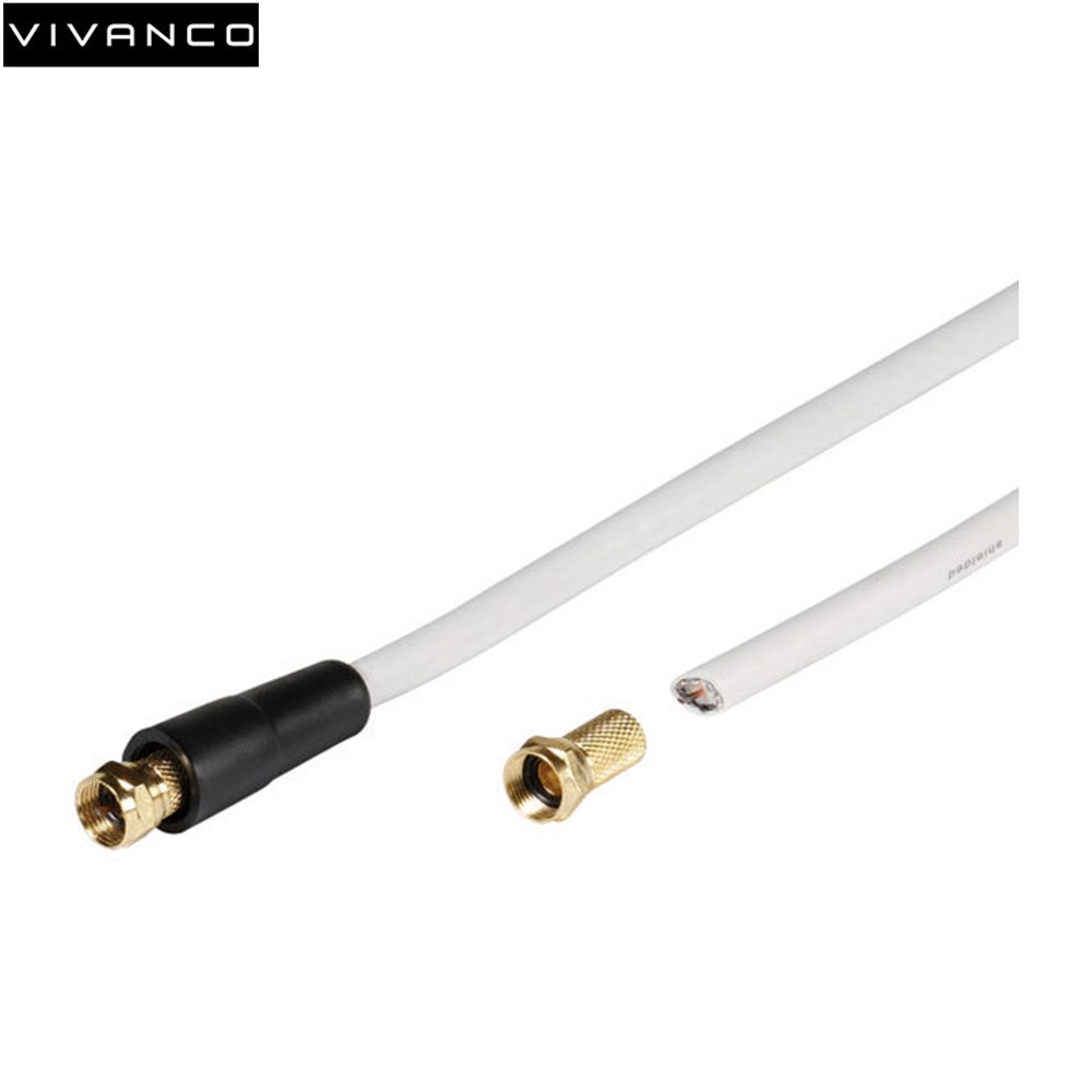 (20m) HDTV SAT Receiver Anschlusskabel Koaxialkabel Kabel 110dB (vergoldete Stecker) - Weiss