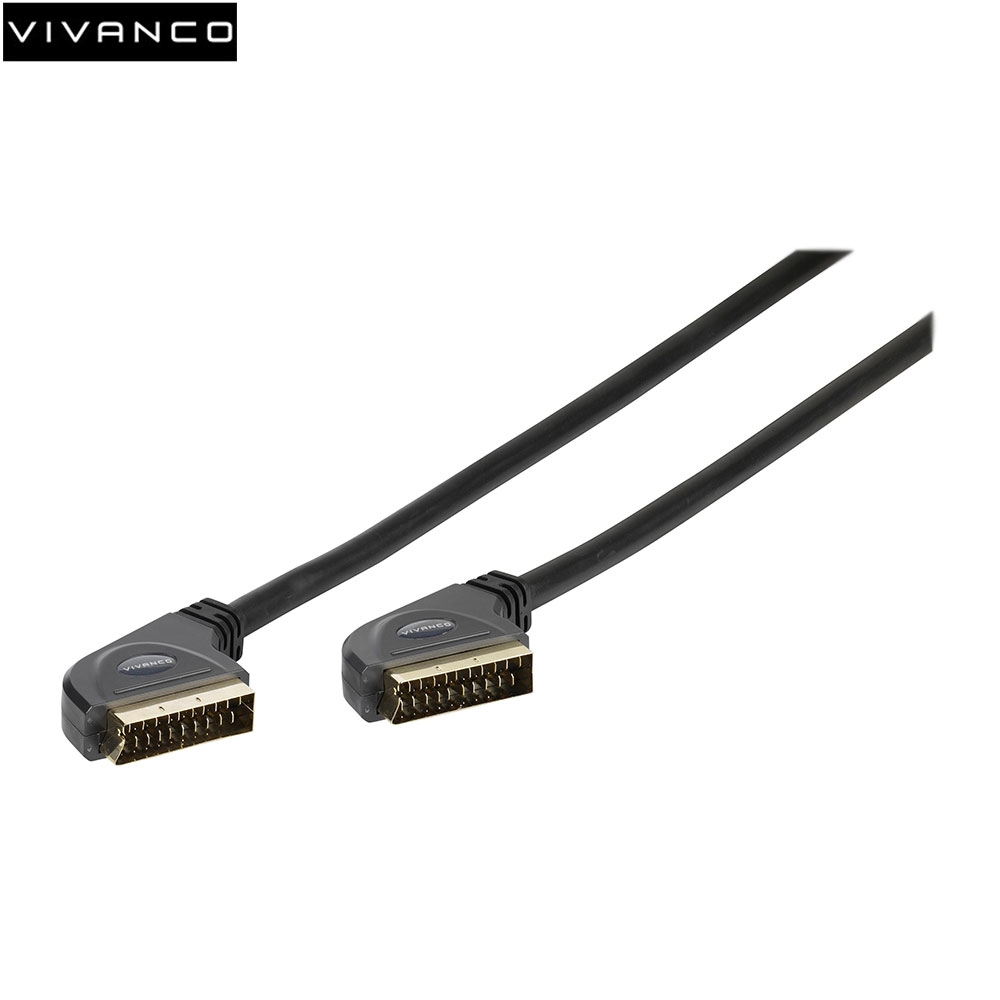 (2.5m) Scart Kabel AV-Kabel Audio- / Video Verbindungskabel mit vergoldeten Kontakten (47/30 25EG) - Schwarz