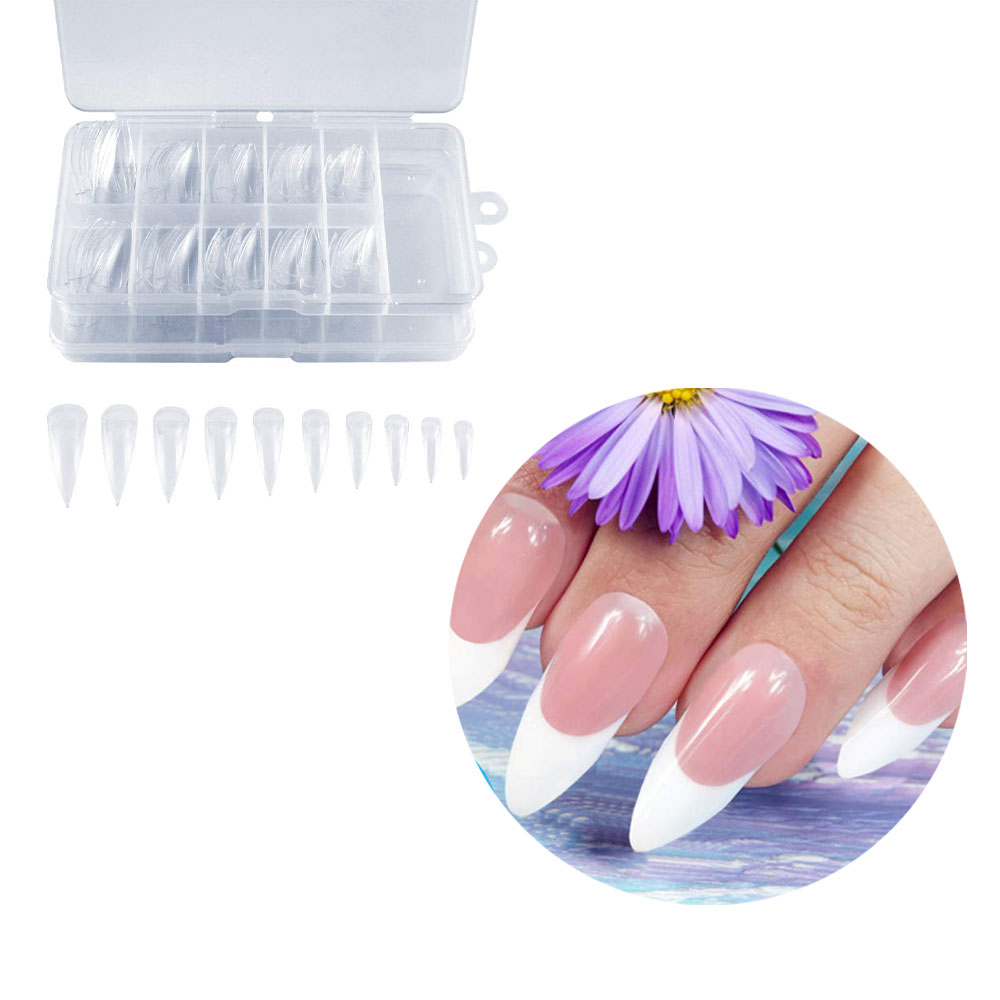 Image of (100er Set) Spitze Kunstnägel Fake Nail Tips für die Maniküre 10 Grössen - Transparent bei Apfelkiste.ch