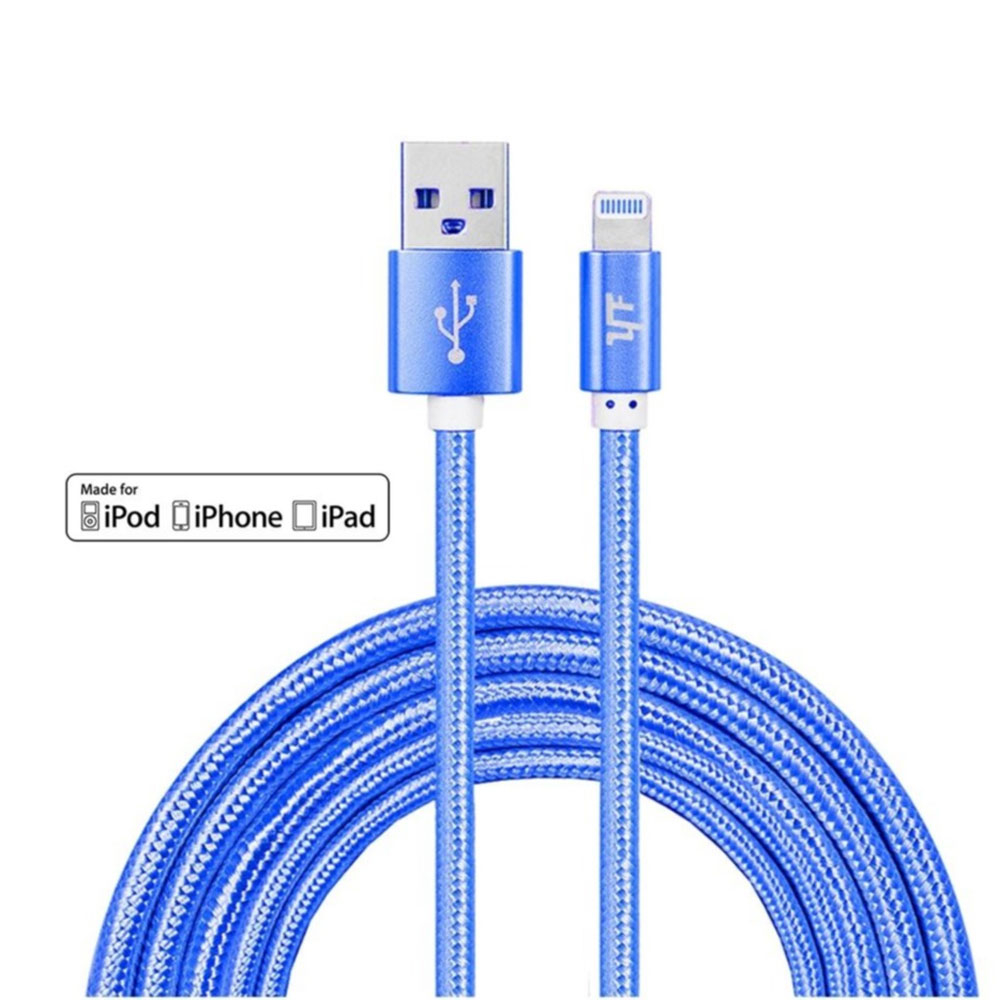 Image of (1m) 2.4A MFi USB A auf Lightning Schnellladekabel Nylon Datenkabel - Blau bei Apfelkiste.ch