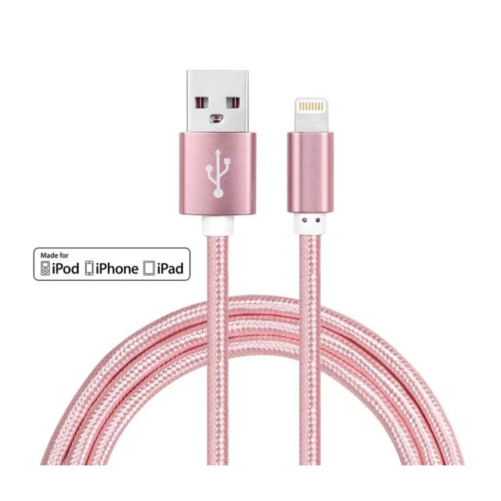 Image of (1m) 2.4A MFi USB A auf Lightning Schnellladekabel Nylon Datenkabel - Rosa bei Apfelkiste.ch