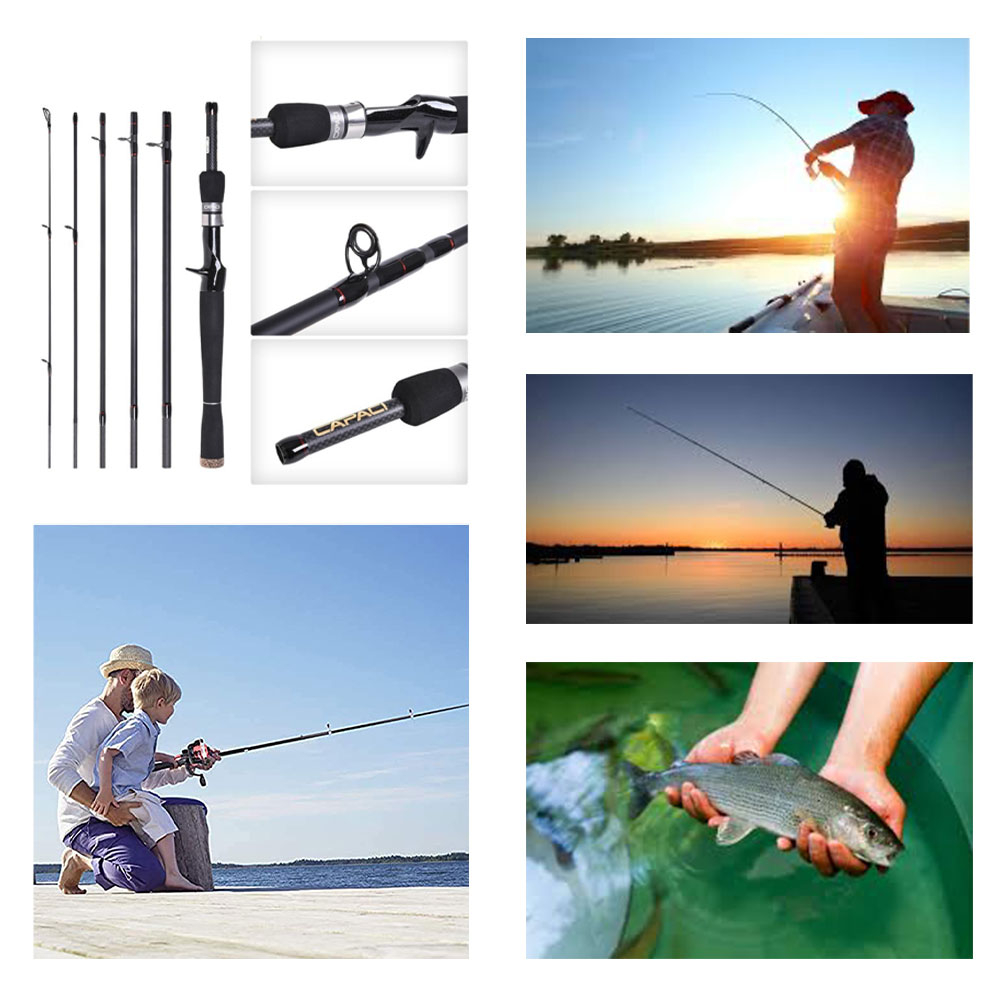 Image of (214cm) Carbon Angelrute 6 Selektionen Fischer Teleskop Rute - Schwarz bei Apfelkiste.ch