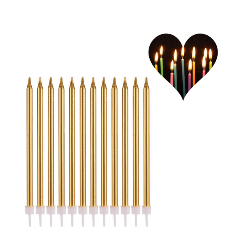 Image of (24er Set) 10.5cm Metallic Geburtstags Kerzen Birthday Deko für Torten / Kuchen / Muffins - Gold bei Apfelkiste.ch