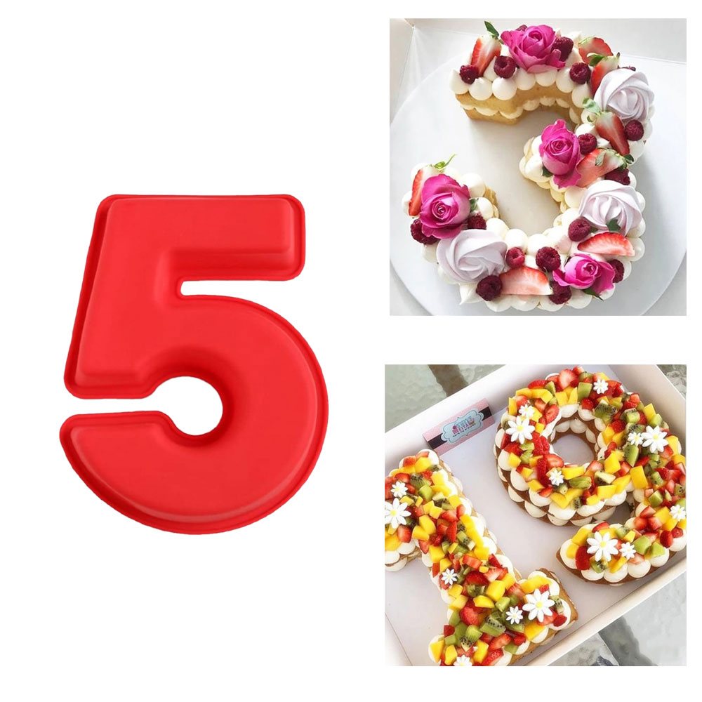 Image of (26cm) Flexible Silikon Kuchenform Backform für Geburtstag / Jubiläum - Zahl 5 bei Apfelkiste.ch