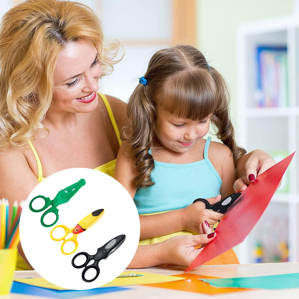 Image of (3er Set) Kinder Schere Vorschulalter Papier / Bastelschere mit Kunststoff Klinge - Tiere bei Apfelkiste.ch