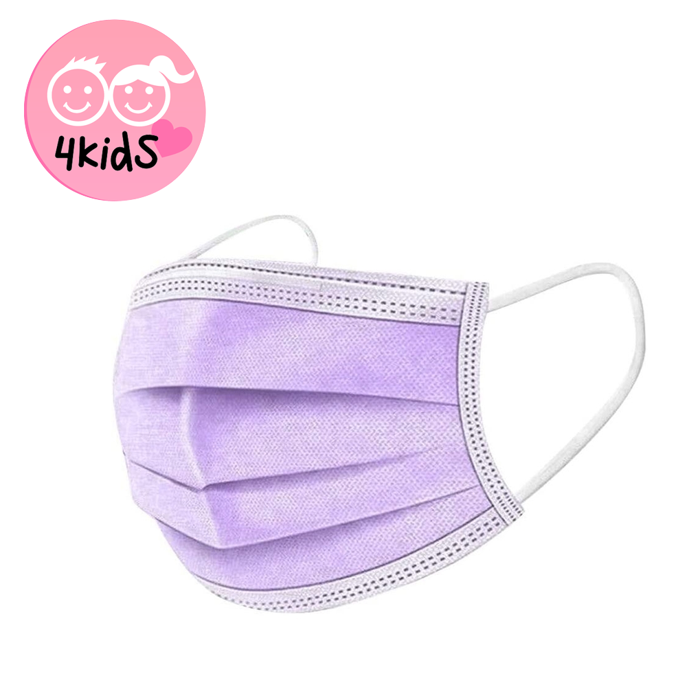 Image of (50er Set) Kinder / Jugendliche Einweg Mundschutz Hygiene Atemschutzmaske (Einheitsgrösse) - Lila bei Apfelkiste.ch