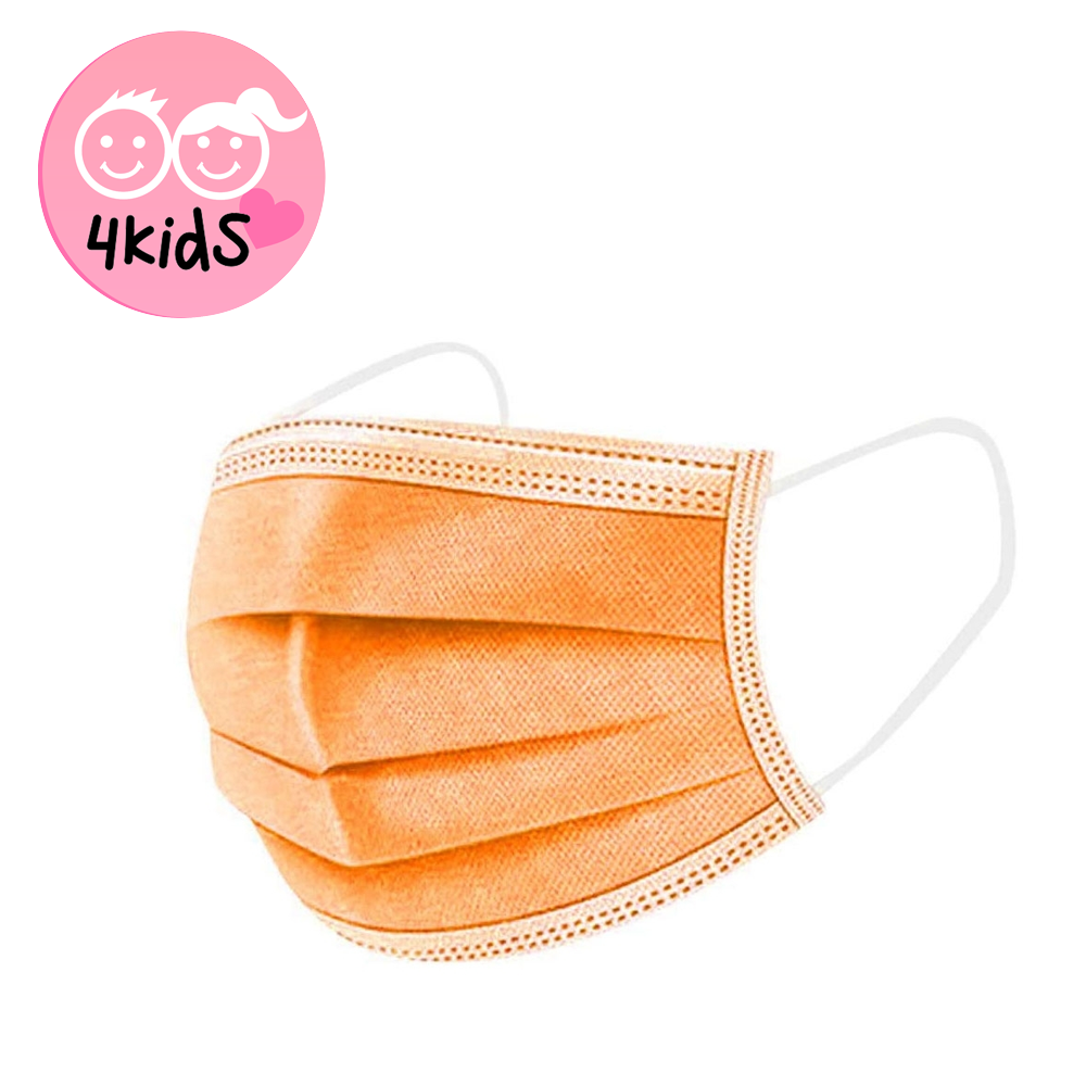 Image of (50er Set) Kinder / Jugendliche Einweg Mundschutz Hygiene Atemschutzmaske (Einheitsgrösse) - Orange bei Apfelkiste.ch