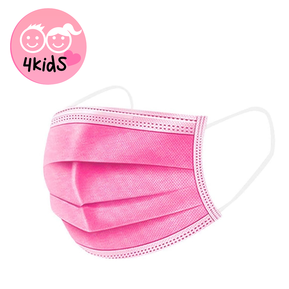 Image of (50er Set) Kinder / Jugendliche Einweg Mundschutz Hygiene Atemschutzmaske (Einheitsgrösse) - Pink bei Apfelkiste.ch