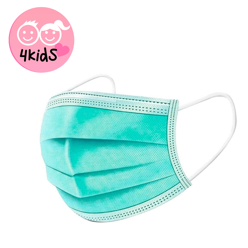 Image of (50er Set) Kinder / Jugendliche Einweg Mundschutz Hygiene Atemschutzmaske (Einheitsgrösse) - Türkis bei Apfelkiste.ch