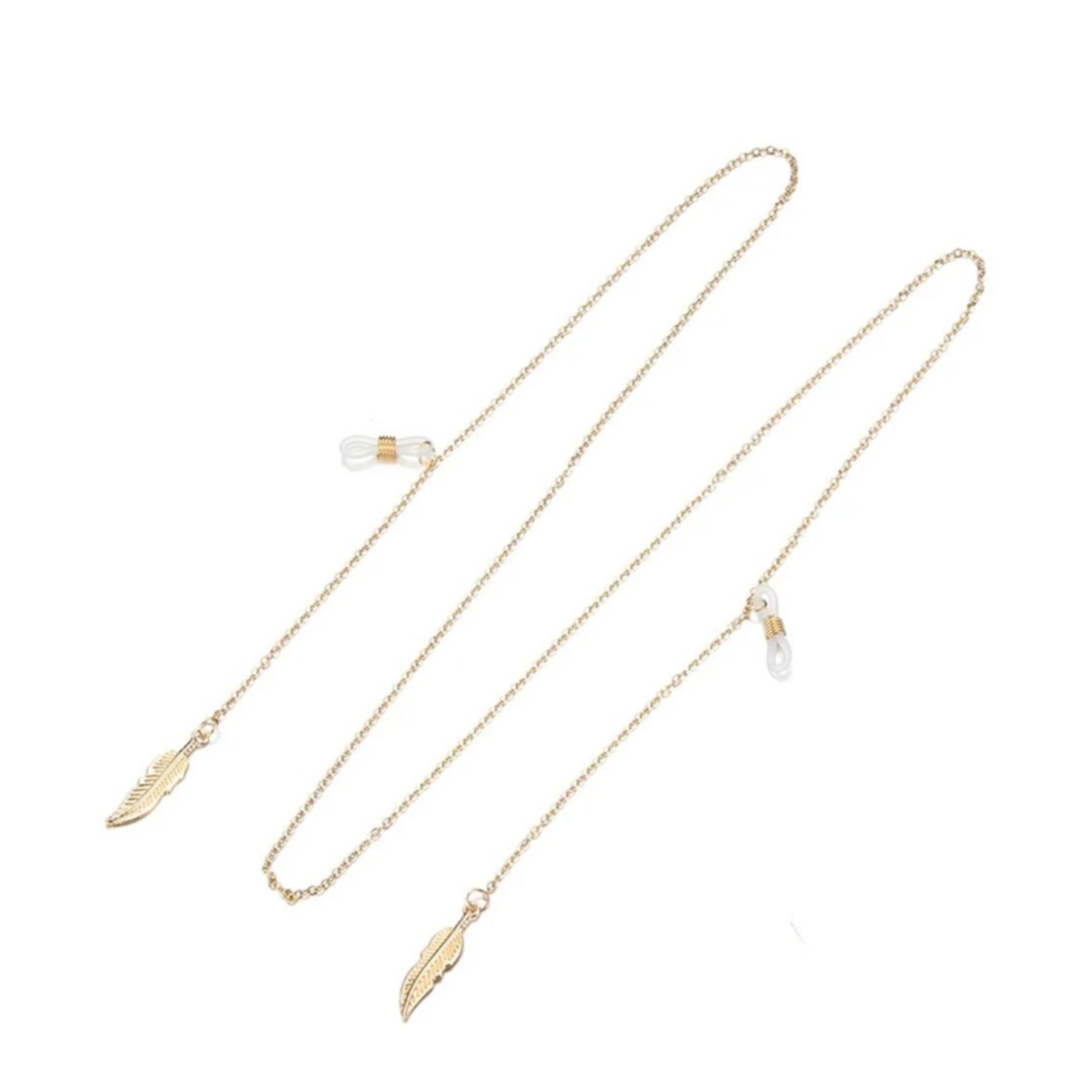 Image of (80cm) Eyewear Halter Brillenkette Sonnenbrillenband Metall Federn - Gold bei Apfelkiste.ch