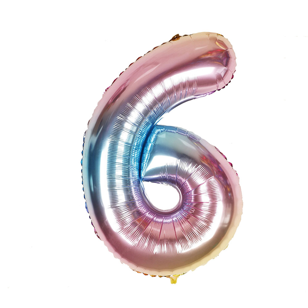Image of (80cm) Zahlen Ballon Geburtstags Party Luftballon Folienballon - Zahl 6 / Regenbogen bei Apfelkiste.ch