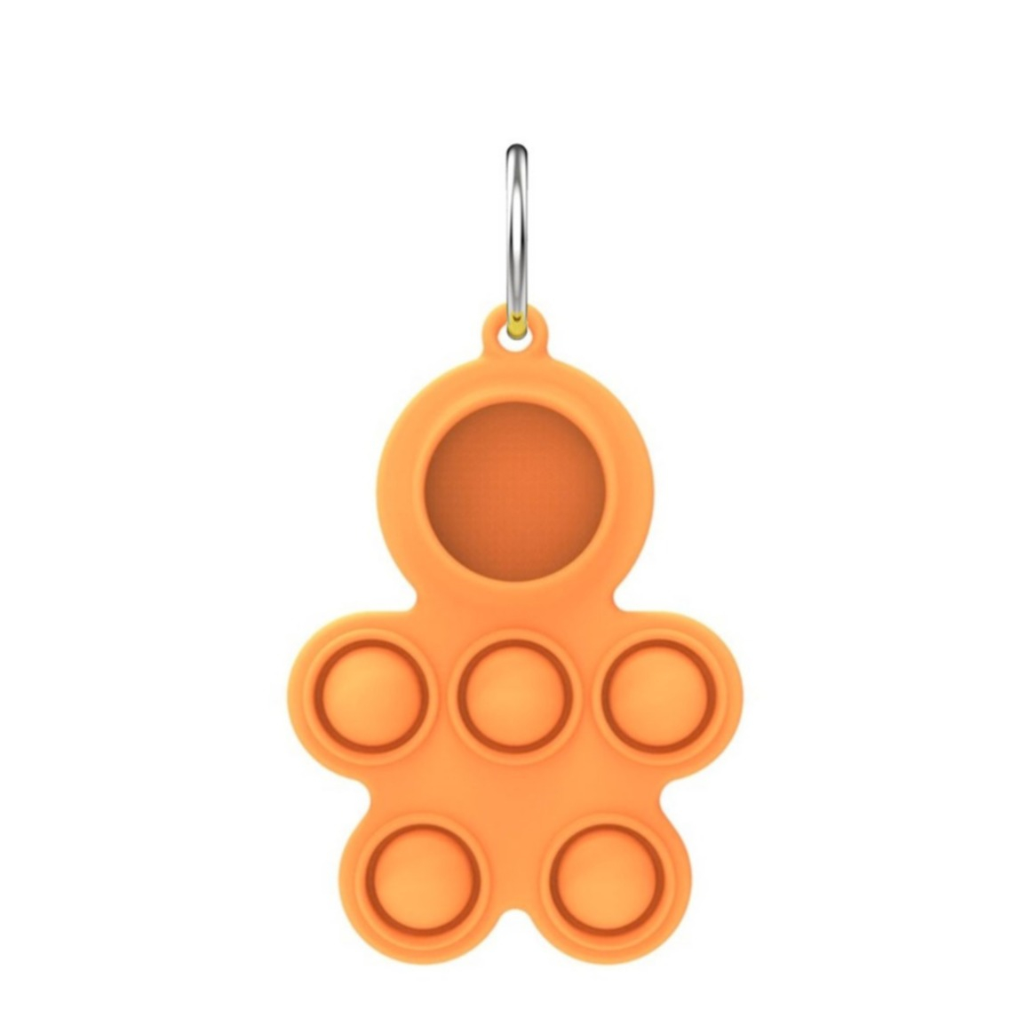 Image of Apple AirTag Anhänger Silikon Bubbles Hülle Schlüsselanhänger + Anti Stress Pop It Fidget Männchen - Orange bei Apfelkiste.ch