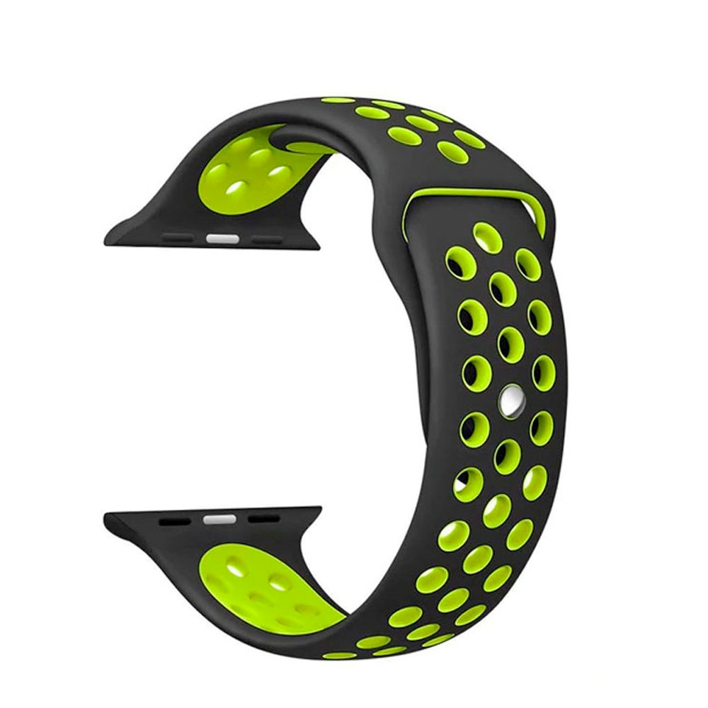 Image of Changee - Apple Watch (45/44/42 mm) Ersatz Silikon Armband - Schwarz / Grün bei Apfelkiste.ch