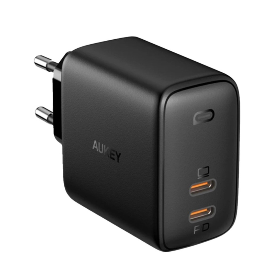Image of Aukey - (65W) Small Dual USB C GaN Netzladegerät Quick Charge 3.0 Power Delivery (PA-B4) - Schwarz (Matt) bei Apfelkiste.ch