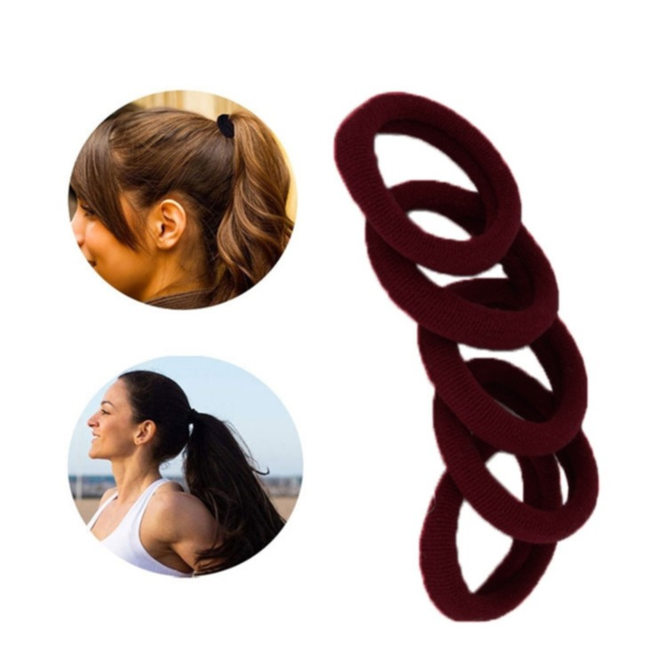 Image of (100er Set) Elastische Haargummis Haarband ohne Metall Ø3cm - Weinrot bei Apfelkiste.ch