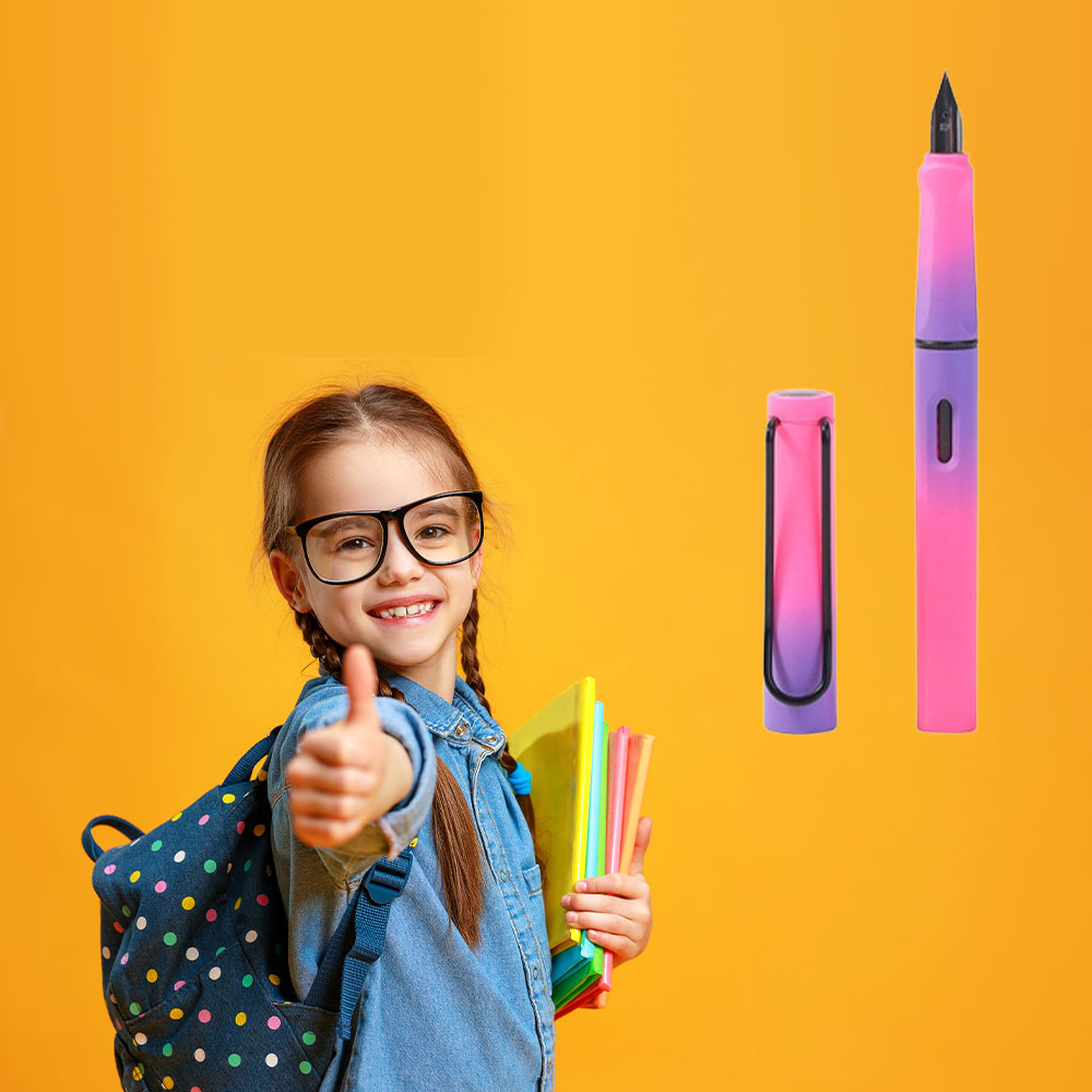 Image of Füllfederhalter mit EF Stahlfeder Rainbow Schulfüller + Konverter - Pink / Lila bei Apfelkiste.ch