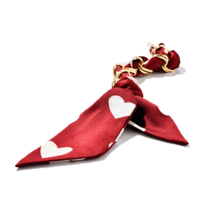 Image of ETUUI - (25cm) Universal Handykette mit Seidentuch für Schutzhülle mit Karabiner Verschluss (silk-chain-derby-r-w) - Rot / Weiss bei Apfelkiste.ch