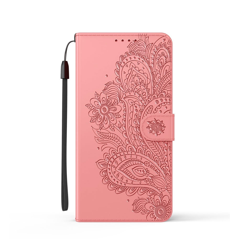 Image of Samsung Galaxy S21 5G Leder Tasche Flip Cover Blumen Mandala Imprint - Rosa bei Apfelkiste.ch
